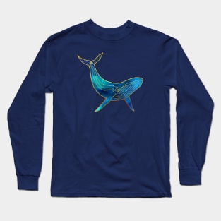 Watercolor Whale Gold and Blue Long Sleeve T-Shirt